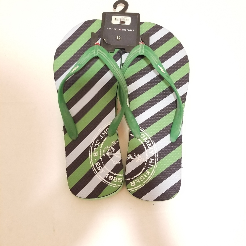Tommy Hilfiger Hanson Green Striped Flip Flops Men